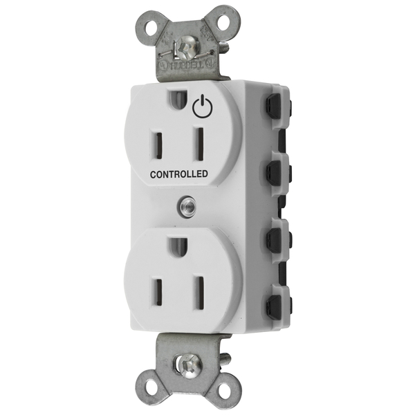 Hubbell Wiring Device-Kellems Straight Blade Devices, Receptacles, Duplex, SNAPConnect, Split Circuit, Half Controlled, 15A 125V, 2-Pole 3-Wire Grounding, Nylon, White SNAP5262C1W